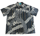Cotton Flower Lei Black Hawaiian Men Shirt