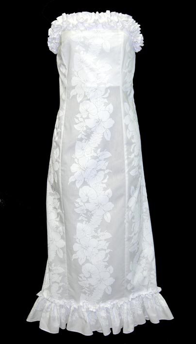 white aloha dress